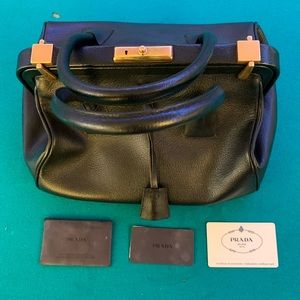 Vintage Prada Black Leather Doctors locking bag